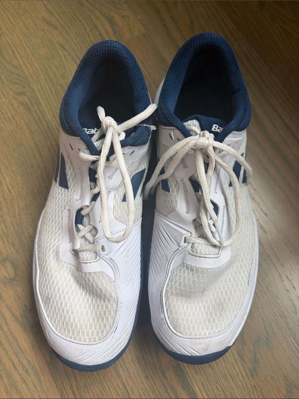 Men's White and Navy Athletic Tennis Shoes